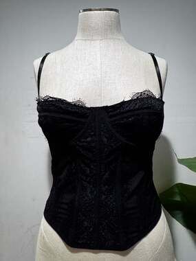 Shein BAE Black Lace Corset Bustier Top Size S